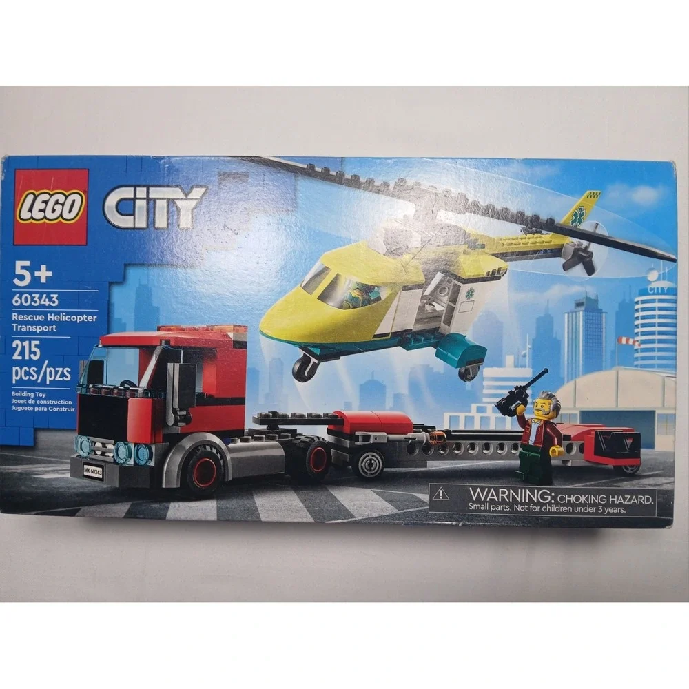 60343 RESCUE HELICOPTER TRANSPORT truck semi lego city town NEW legos set